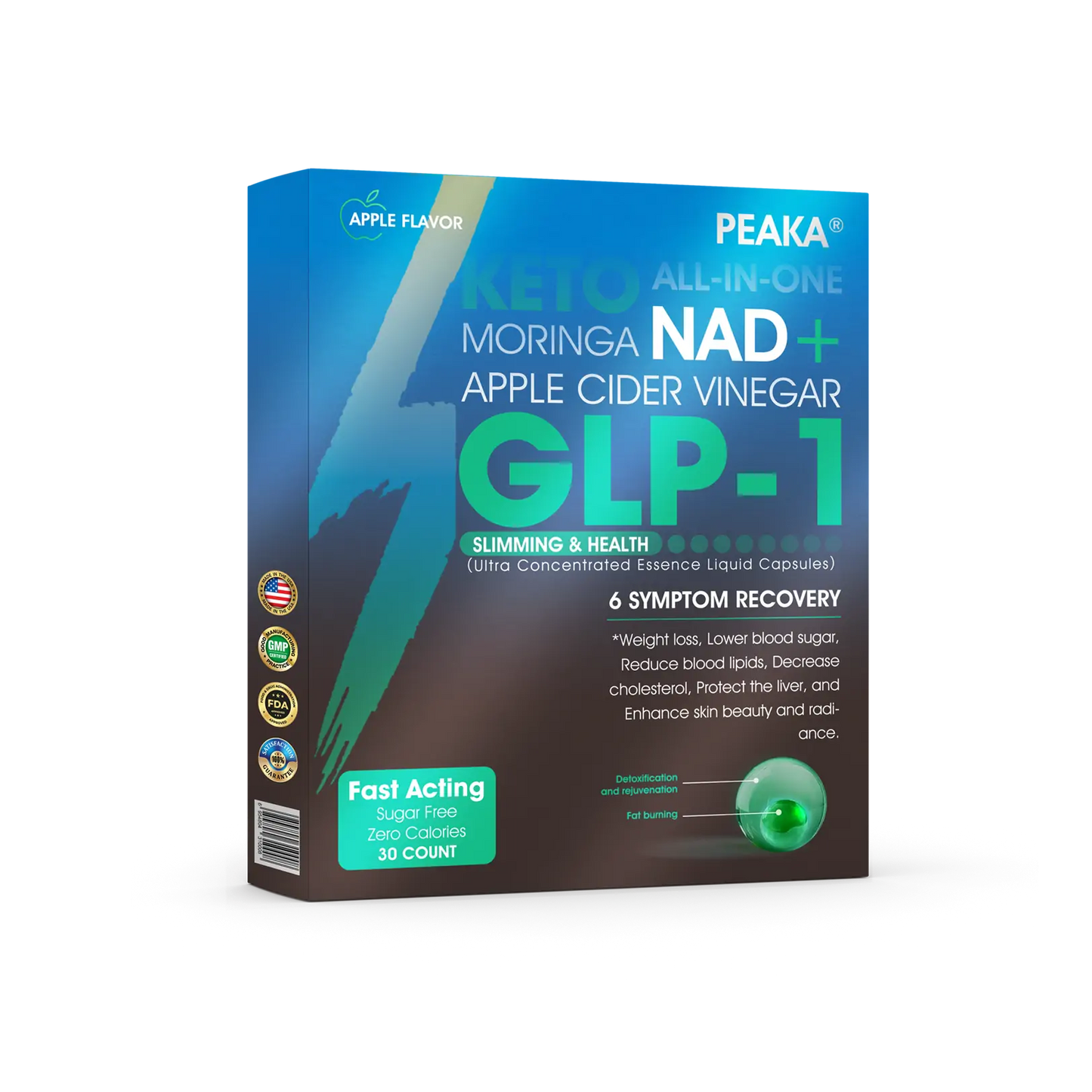 Uradna pooblaščena trgovina PEAKA® GLP-1 Slimming & Health Ultra Concentrated Essence Liquid Pearls - NAD+ Moringa & ACV & Keto (✅hitro, dolgotrajno, za zdravljenje sladkorne bolezni, debelosti in srčno-žilnih bolezni)