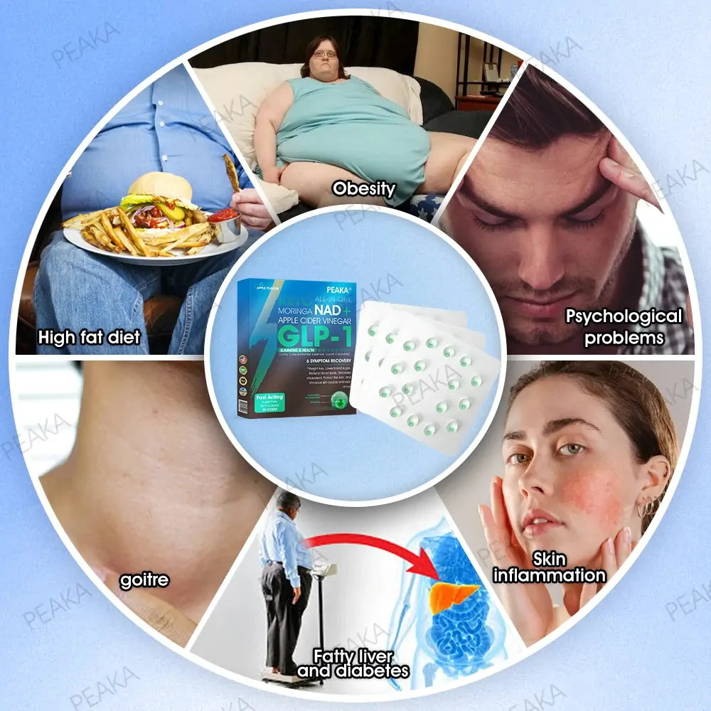 Uradna pooblaščena trgovina PEAKA® GLP-1 Slimming & Health Ultra Concentrated Essence Liquid Pearls - NAD+ Moringa & ACV & Keto (✅hitro, dolgotrajno, za zdravljenje sladkorne bolezni, debelosti in srčno-žilnih bolezni)