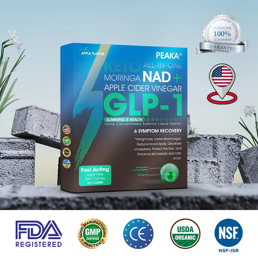 Uradna pooblaščena trgovina PEAKA® GLP-1 Slimming & Health Ultra Concentrated Essence Liquid Pearls - NAD+ Moringa & ACV & Keto (✅hitro, dolgotrajno, za zdravljenje sladkorne bolezni, debelosti in srčno-žilnih bolezni)