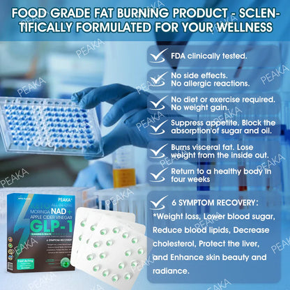 Uradna pooblaščena trgovina PEAKA® GLP-1 Slimming & Health Ultra Concentrated Essence Liquid Pearls - NAD+ Moringa & ACV & Keto (✅hitro, dolgotrajno, za zdravljenje sladkorne bolezni, debelosti in srčno-žilnih bolezni)